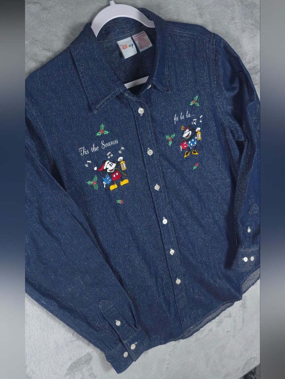 Vintage Disney Christmas Metallic Sparkle Shirt M